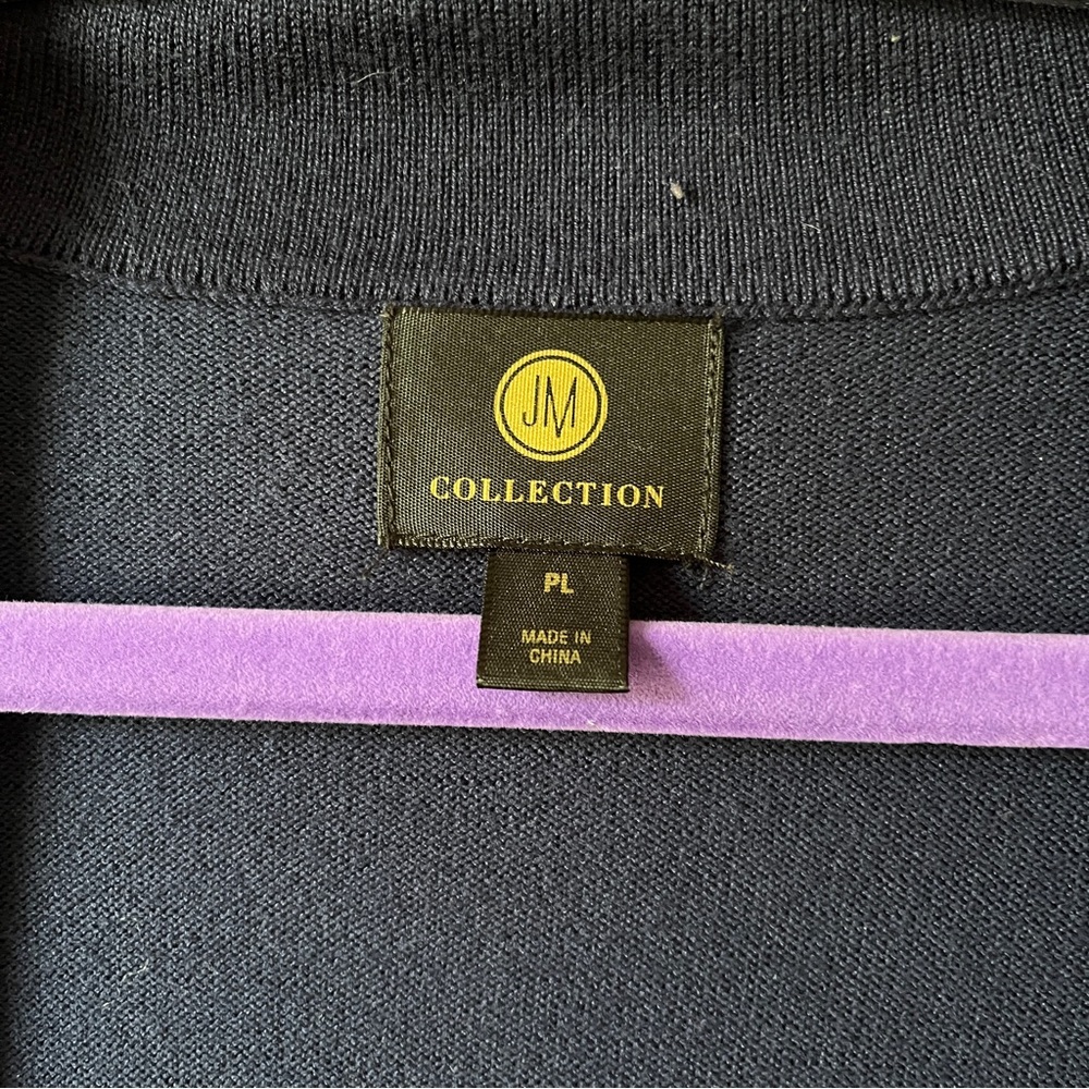 JM Collection Petite L Women's Long Sleeve Navy cardigan Sweater With Pockets - Picture 5 of 5